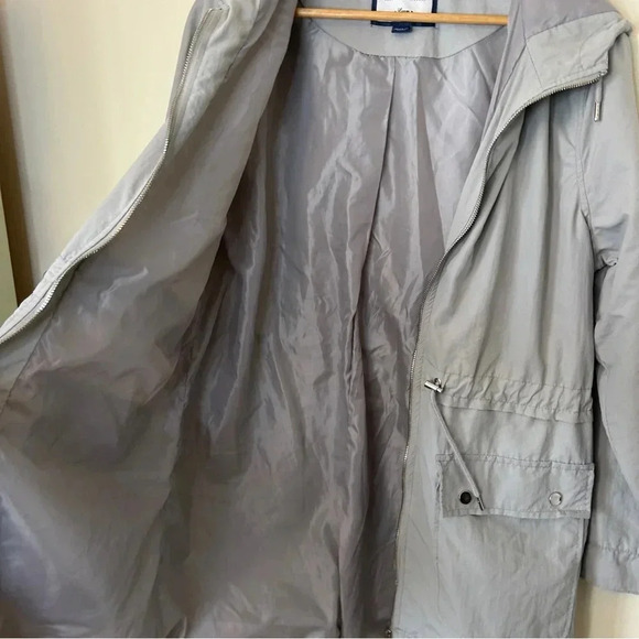 Women's 1 Sunset Lane Nylon Drawstring Hooded Rain Jacket Taupe Silver Hardware - Picture 8 of 8